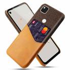 For Google Pixel 4a Cloth Texture PC + PU Leather Back Cover Shockproof Case with Card Slot(Orange) - 1