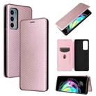 For Motorola Edge 20 Carbon Fiber Texture Horizontal Flip TPU + PC + PU Leather Case with Card Slot(Pink) - 1