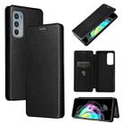For Motorola Edge 20 Carbon Fiber Texture Horizontal Flip TPU + PC + PU Leather Case with Card Slot(Black) - 1