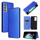 For Motorola Edge 20 Carbon Fiber Texture Horizontal Flip TPU + PC + PU Leather Case with Card Slot(Blue) - 1