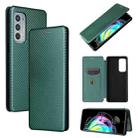 For Motorola Edge 20 Carbon Fiber Texture Horizontal Flip TPU + PC + PU Leather Case with Card Slot(Green) - 1