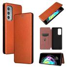 For Motorola Edge 20 Carbon Fiber Texture Horizontal Flip TPU + PC + PU Leather Case with Card Slot(Brown) - 1