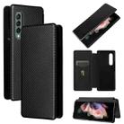For Samsung Galaxy Z Fold3 5G Carbon Fiber Texture Horizontal Flip TPU + PC + PU Leather Case with Card Slot(Black) - 1