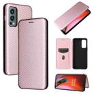 For OnePlus Nord 2 5G Carbon Fiber Texture Horizontal Flip TPU + PC + PU Leather Case with Card Slot(Pink) - 1