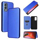 For OnePlus Nord 2 5G Carbon Fiber Texture Horizontal Flip TPU + PC + PU Leather Case with Card Slot(Blue) - 1