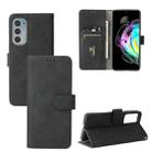 For Motorola Edge 20 Solid Color Skin Feel Magnetic Buckle Horizontal Flip Calf Texture PU Leather Case with Holder & Card Slots & Wallet(Black) - 1