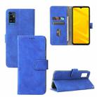 For ZTE Blade A71 Solid Color Skin Feel Magnetic Buckle Horizontal Flip Calf Texture PU Leather Case with Holder & Card Slots & Wallet(Blue) - 1