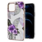 For iPhone 13 mini Electroplating Pattern IMD TPU Shockproof Case (Purple Flower) - 1