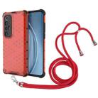 For Xiaomi Mi 10S Shockproof Honeycomb PC + TPU Case with Neck Lanyard(Red) - 1
