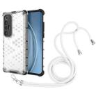 For Xiaomi Mi 10S Shockproof Honeycomb PC + TPU Case with Neck Lanyard(White) - 1