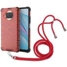 For Xiaomi Mi 10T Lite 5G Shockproof Honeycomb PC + TPU Case with Neck Lanyard(Red) - 1