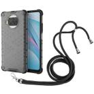 For Xiaomi Mi 10T Lite 5G Shockproof Honeycomb PC + TPU Case with Neck Lanyard(Black) - 1