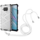 For Xiaomi Mi 10T Lite 5G Shockproof Honeycomb PC + TPU Case with Neck Lanyard(White) - 1
