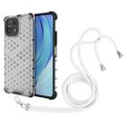 For Xiaomi Mi 11 Lite Shockproof Honeycomb PC + TPU Case with Neck Lanyard(White) - 1