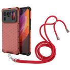 For Xiaomi Mi 11 Ultra Shockproof Honeycomb PC + TPU Case with Neck Lanyard(Red) - 1