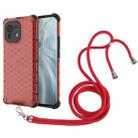 For Xiaomi Mi 11 Shockproof Honeycomb PC + TPU Case with Neck Lanyard(Red) - 1