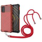 For Xiaomi Poco M3 Shockproof Honeycomb PC + TPU Case with Neck Lanyard(Red) - 1