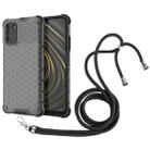 For Xiaomi Poco M3 Shockproof Honeycomb PC + TPU Case with Neck Lanyard(Black) - 1