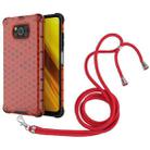 For Xiaomi Poco X3 NFC Shockproof Honeycomb PC + TPU Case with Neck Lanyard(Red) - 1