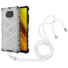 For Xiaomi Poco X3 NFC Shockproof Honeycomb PC + TPU Case with Neck Lanyard(White) - 1