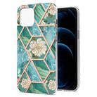 For iPhone 13 Pro Max Electroplating Splicing Marble Flower Pattern TPU Shockproof Case (Blue Flower) - 1