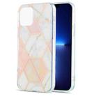 For iPhone 13 Pro Max Electroplating Splicing Marble Flower Pattern Dual-side IMD TPU Shockproof Case (Pink White) - 1