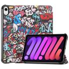 For iPad mini 6 Custer Painted PU Leather Tablet Case with Sleep / Wake-up Function & 3-Fold Holder(Graffiti) - 1