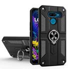 For LG K50 Carbon Fiber Pattern PC + TPU Protective Case with Ring Holder(Black) - 1