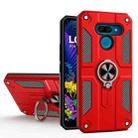 For LG K50 Carbon Fiber Pattern PC + TPU Protective Case with Ring Holder(Red) - 1