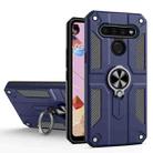 For LG K51S Carbon Fiber Pattern PC + TPU Protective Case with Ring Holder(Blue) - 1
