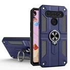 For LG K61 Carbon Fiber Pattern PC + TPU Protective Case with Ring Holder(Blue) - 1
