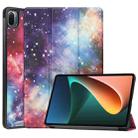 For Xiaomi Pad 5 Custer Painted PU Leather Case with Sleep / Wake-up Function & 3-Fold Holder(Galaxy) - 1