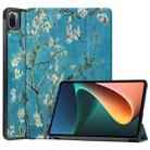 For Xiaomi Pad 5 Custer Painted PU Leather Case with Sleep / Wake-up Function & 3-Fold Holder(Apricot Blossom) - 1