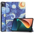 For Xiaomi Pad 5 Custer Painted PU Leather Case with Sleep / Wake-up Function & 3-Fold Holder(Starry Sky) - 1