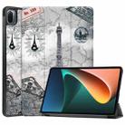 For Xiaomi Pad 5 Custer Painted PU Leather Case with Sleep / Wake-up Function & 3-Fold Holder(Retro Tower) - 1