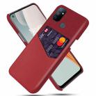 For OnePlus Nord N100 Cloth Texture PC + PU Leather Back Cover Shockproof Case with Card Slot(Red) - 1