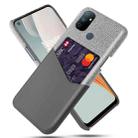 For OnePlus Nord N100 Cloth Texture PC + PU Leather Back Cover Shockproof Case with Card Slot(Grey) - 1