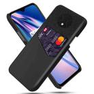 For OnePlus 7T Cloth Texture PC + PU Leather Back Cover Shockproof Case with Card Slot(Black) - 1