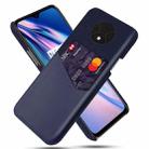 For OnePlus 7T Cloth Texture PC + PU Leather Back Cover Shockproof Case with Card Slot(Blue) - 1