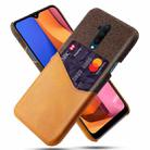 For OnePlus 7T Pro Cloth Texture PC + PU Leather Back Cover Shockproof Case with Card Slot(Orange) - 1