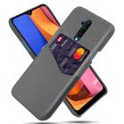 For OnePlus 7T Pro Cloth Texture PC + PU Leather Back Cover Shockproof Case with Card Slot(Grey) - 1