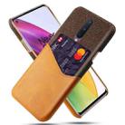 For OnePlus 8 Cloth Texture PC + PU Leather Back Cover Shockproof Case with Card Slot(Orange) - 1