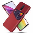 For OnePlus 8 Cloth Texture PC + PU Leather Back Cover Shockproof Case with Card Slot(Red) - 1