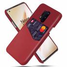 For OnePlus 8 Pro Cloth Texture PC + PU Leather Back Cover Shockproof Case with Card Slot(Red) - 1