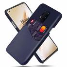 For OnePlus 8 Pro Cloth Texture PC + PU Leather Back Cover Shockproof Case with Card Slot(Blue) - 1