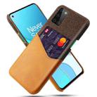 For OnePlus 8T Cloth Texture PC + PU Leather Back Cover Shockproof Case with Card Slot(Orange) - 1