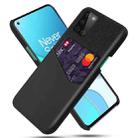 For OnePlus 8T Cloth Texture PC + PU Leather Back Cover Shockproof Case with Card Slot(Black) - 1