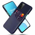 For OnePlus 8T Cloth Texture PC + PU Leather Back Cover Shockproof Case with Card Slot(Blue) - 1