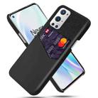 For OnePlus 9 Pro Cloth Texture PC + PU Leather Back Cover Shockproof Case with Card Slot(Black) - 1