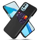 For OnePlus 9R Cloth Texture PC + PU Leather Back Cover Shockproof Case with Card Slot(Black) - 1